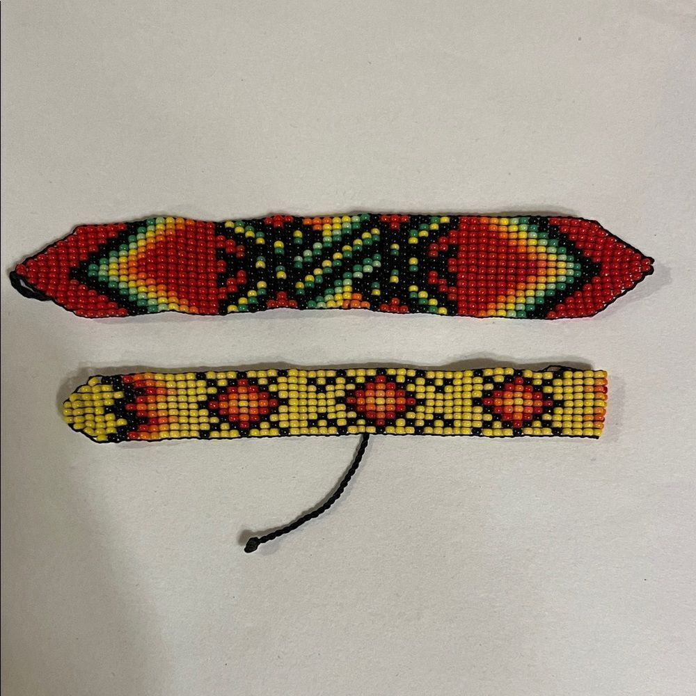 Handcrafted Beaded Bracelets - Red and Yellow